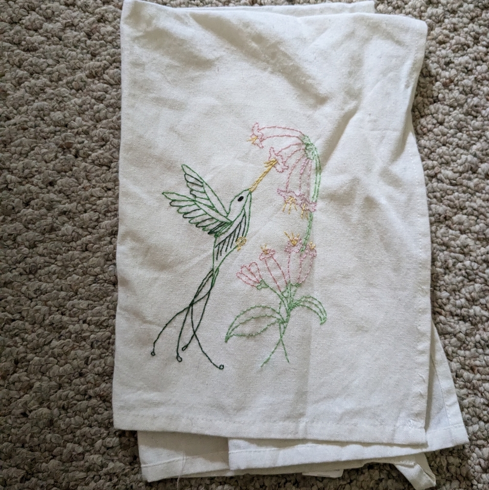 handmade embroidered tea towel